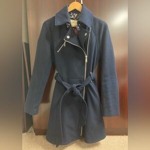 BCBGMaxAzria Dark Blue Trench Coat with Belt